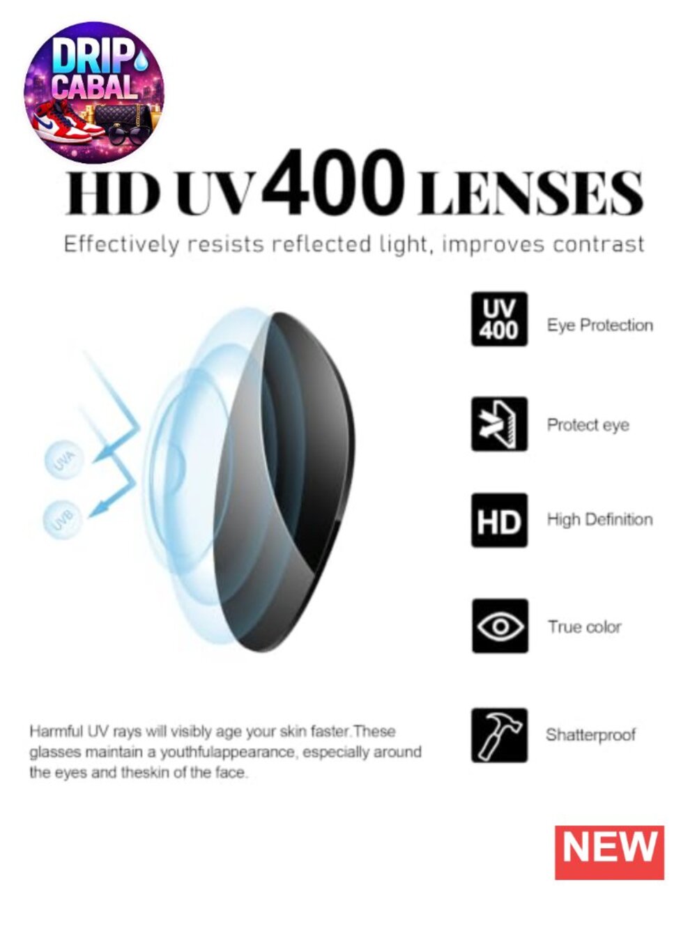 Oversized Square Sunglasses UV400 Protection - Picture 2 of 5